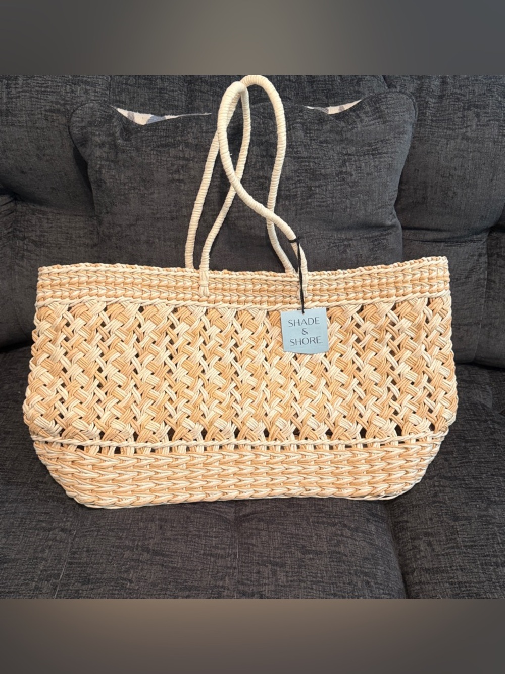 Handwoven Tote Bag in Natural Beige